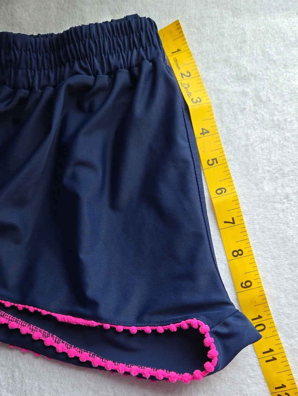 Limited Too Girls Navy Blue Athletic Shorts Pink Pom Pom Trim Size 10/12